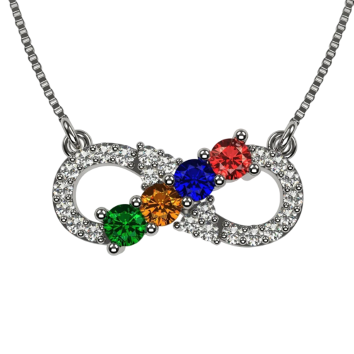 Round Halo Birthstone Necklace